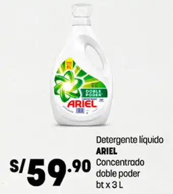 Plaza Vea Detergente líquido ARIEL Concentrado doble poder bt x 3L oferta