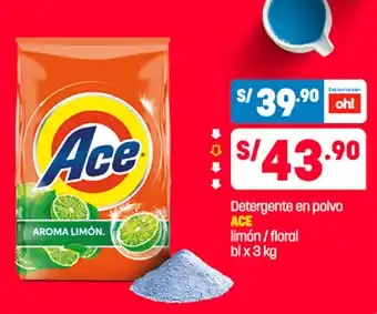 Plaza Vea Detergente en polvo ACE limón / floral bl x 3 kg oferta