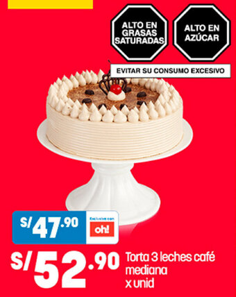 Plaza Vea Torta 3 leches café mediana x unid oferta