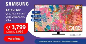 Plaza Vea SAMSUNG Televisor QLED 4K Smart 65" QN65Q80BAGXPE (2002) oferta