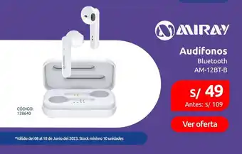 Plaza Vea MIRAY Audífonos Bluetooth AM-12BT-B oferta