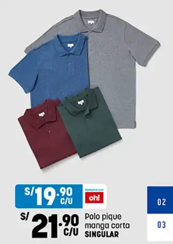 Plaza Vea Polo pique manga corta SINGULAR oferta