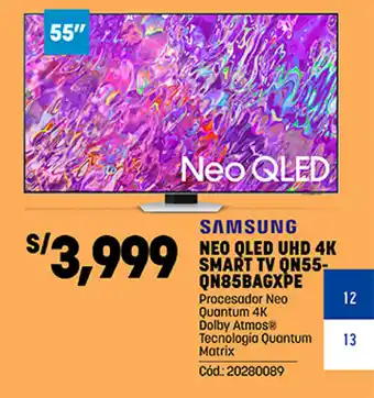 Plaza Vea SAMSUNG NEO QLED UHD 4K SMART TV ON55-QN85BAGXPE oferta