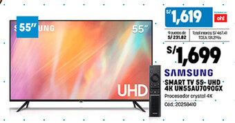 Plaza Vea SAMSUNG SMART TV 55- UHD - 4K UN55AU7090GX oferta