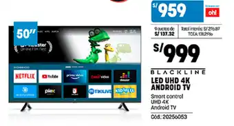 Plaza Vea BLACKLINE LED UHD 4K ANDROID TV oferta