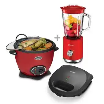 Hiraoka Licuadora miray lm-116v-r 1.5l + olla arrocera miray om-t337r 1.5l + sandwichera miray sm-71n oferta