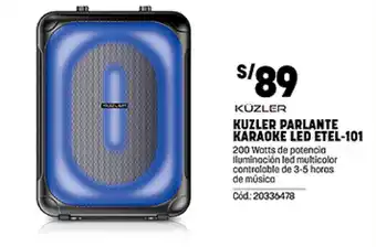 Plaza Vea KÜZLER PARLANTE KARAOKE LED ETEL-101 oferta