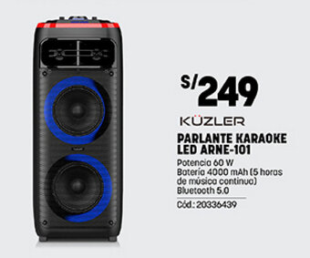 Plaza Vea KÜZLER PARLANTE KARAOKE LED ARNE-101 oferta