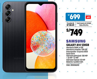 Plaza Vea SAMSUNG GALAXY A14 128GB oferta