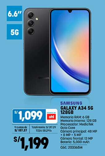 Plaza Vea SAMSUNG GALAXY A34 5G 128GB oferta