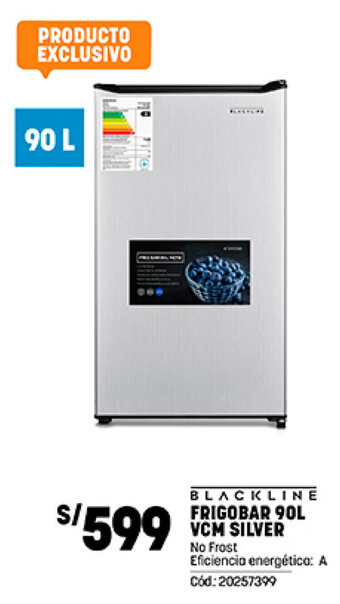 Plaza Vea BLACKLINE FRIGOBAR 90L VCM SILVER oferta