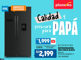 Plaza Vea BLACKLINE REFRIGERADORA SBS 518LD BLACK oferta