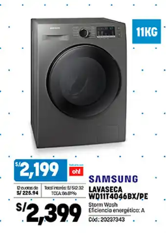 Plaza Vea SAMSUNG LAVASEGA WD11T4046BX/PE oferta