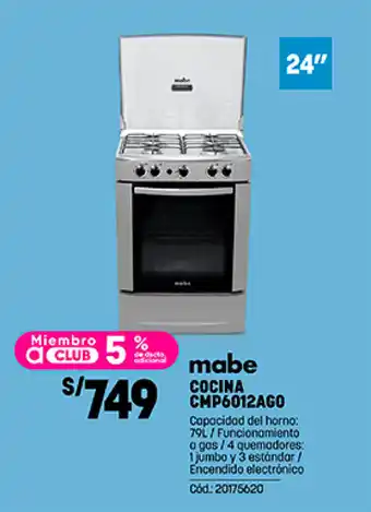 Plaza Vea mabe COCINA CMP6012AGO oferta