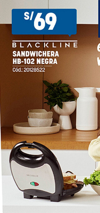Plaza Vea BLACKLINE SANDWICHERA HB-102 NEGRA oferta