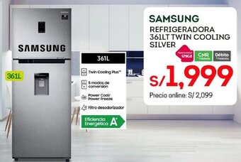 Tottus SAMSUNG REFRIGERADORA 361LT TWIN COOLING SILVER oferta