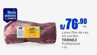 Makro Lomo fino de res sin cordón TERNEZ Profesional x kg. oferta