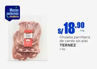 Makro Chuleta parrillera de cerdo sin piel TERNEZ x kg. oferta