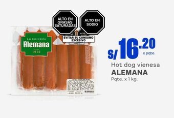 Hot dog vienesa ALEMANA Pqte. x 1 kg.