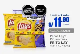 Makro Papas Lay's + Piqueo Snax FRITO LAY Pack x 160 + 200 g. oferta