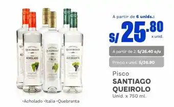 Makro Pisco SANTIAGO QUEIROLO Unid. x 750 ml. oferta