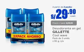 Makro Desodorante en gel GILLETTE Cool wave Pack de 2 unids. x 82 g. c/u oferta
