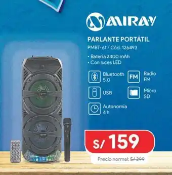 Hiraoka MIRAY PARLANTE PORTÁTIL oferta