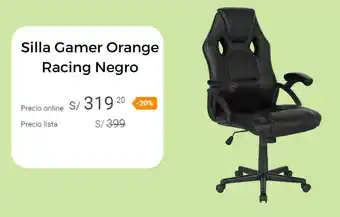 Promart Silla Gamer Orange Racing Negro oferta