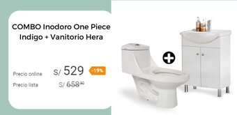 Promart COMBO Inodoro One Piece Indigo + Vanitorio Hera oferta