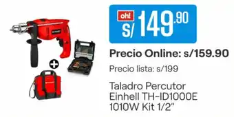 Promart Taladro Percutor Einhell TH-ID1000E 1010W Kit 1/2" oferta