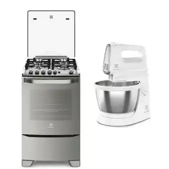 Hiraoka Cocina gn/glp electrolux 56gxq 4 hornillas + batidora de pedestal electrolux esm30 3.5l oferta