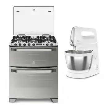 Hiraoka Cocina gn/glp electrolux 76dxr 5 hornillas + batidora de pedestal electrolux esm30 3.5l oferta
