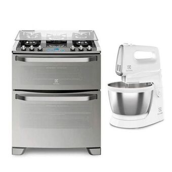 Hiraoka Cocina a gas electrolux 76xgd 5 hornillas + batidora de pedestal electrolux esm30 3.5l oferta
