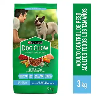 Tottus Alimento para perro dog chow adulto control del peso todos los tamaños sabor pollo y carne en bolsa de 3 kg oferta