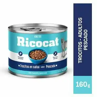 Tottus Ricocat troc sabor pescado adulto lt x 160g oferta