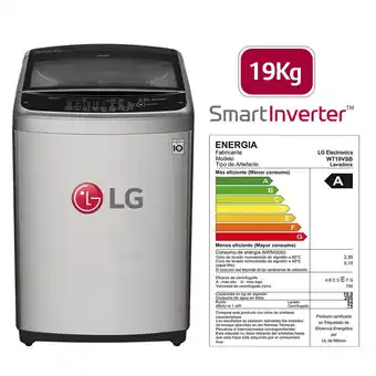 Tottus Lavadora carga superior 19kg gris smart motion-wt19vsb oferta