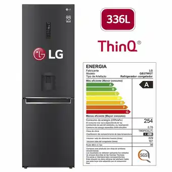 Tottus Refrigeradora 336lts negra con doorcooling -gb37wgt oferta