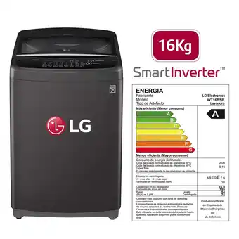 Tottus Lavadora carga superior 16kg negra smart motion-wt16bsb oferta
