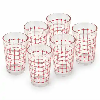 Tottus Jgo 6pz vasos decorados cuad rojo 10oz oferta