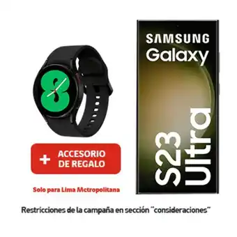 Galaxy s23 ultra 512gb verde + watch 4 + portabilidad + postpago + plan max ilimitado 69.90 p