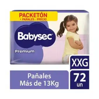 Mifarma Pañal babysec packetón premium talla xxg - paquete 72 un oferta