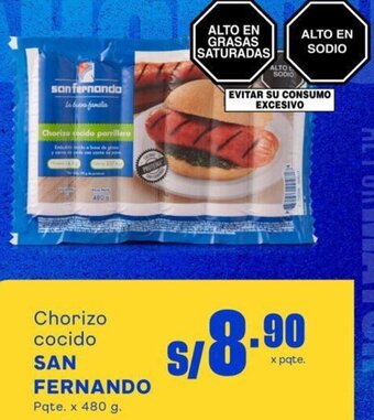 Makro Chorizo cocido SAN FERNANDO Pqte. x 480 g. oferta