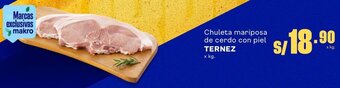 Makro Chuleta mariposa de cerdo con piel TERNEZ x kg. oferta