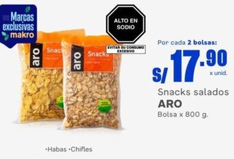 Makro Snacks salados ARO Bolsa x 800 g. oferta