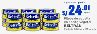 Makro Filete de caballa en aceite vegetal BELTRÁN Pack de 6 latas x 170 g. c/u oferta