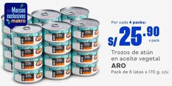 Makro Trozos de atún en aceite vegetal ARO Pack de 6 latas x 170 g. c/u oferta
