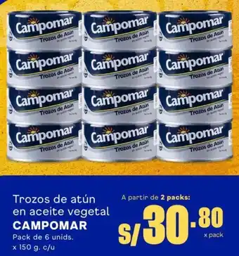Makro Trozos de atún en aceite vegetal CAMPOMAR Pack de 6 unids. x 150 g. c/u oferta