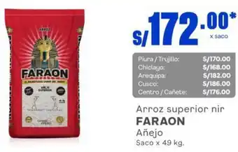 Makro Arroz superior nir FARAON Añejo Saco x 49 kg. oferta