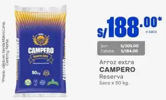 Makro Arroz extra CAMPERO Reserva Saco x 50 kg. oferta