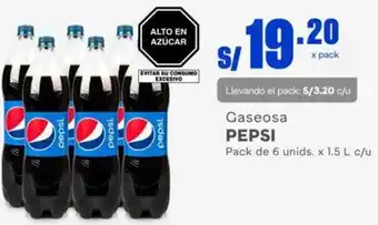 Makro Gaseosa PEPSI Pack de 6 unids. x 1.5 L c/u oferta